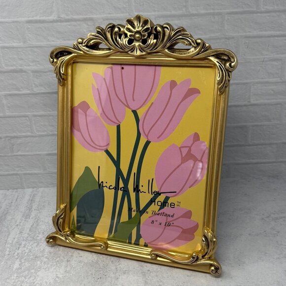 Nicole Miller Antique Gold Finish Photo Picture Frame 8x10 Ornate Baroque Style - Picture 1 of 3